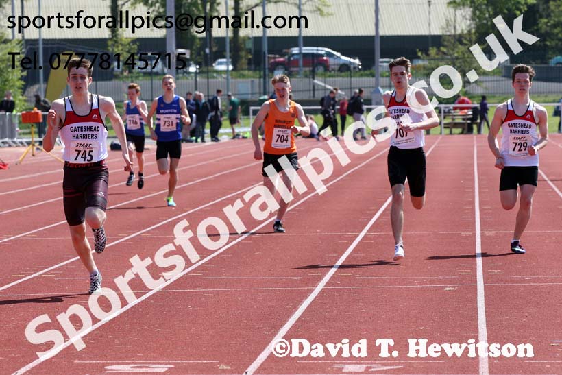 Mens under-17s 400 metres, 2019 North Eastern Track and Field Champs., Middlesbrough. Photo:  David T. Hewitson/Sports for All Pics